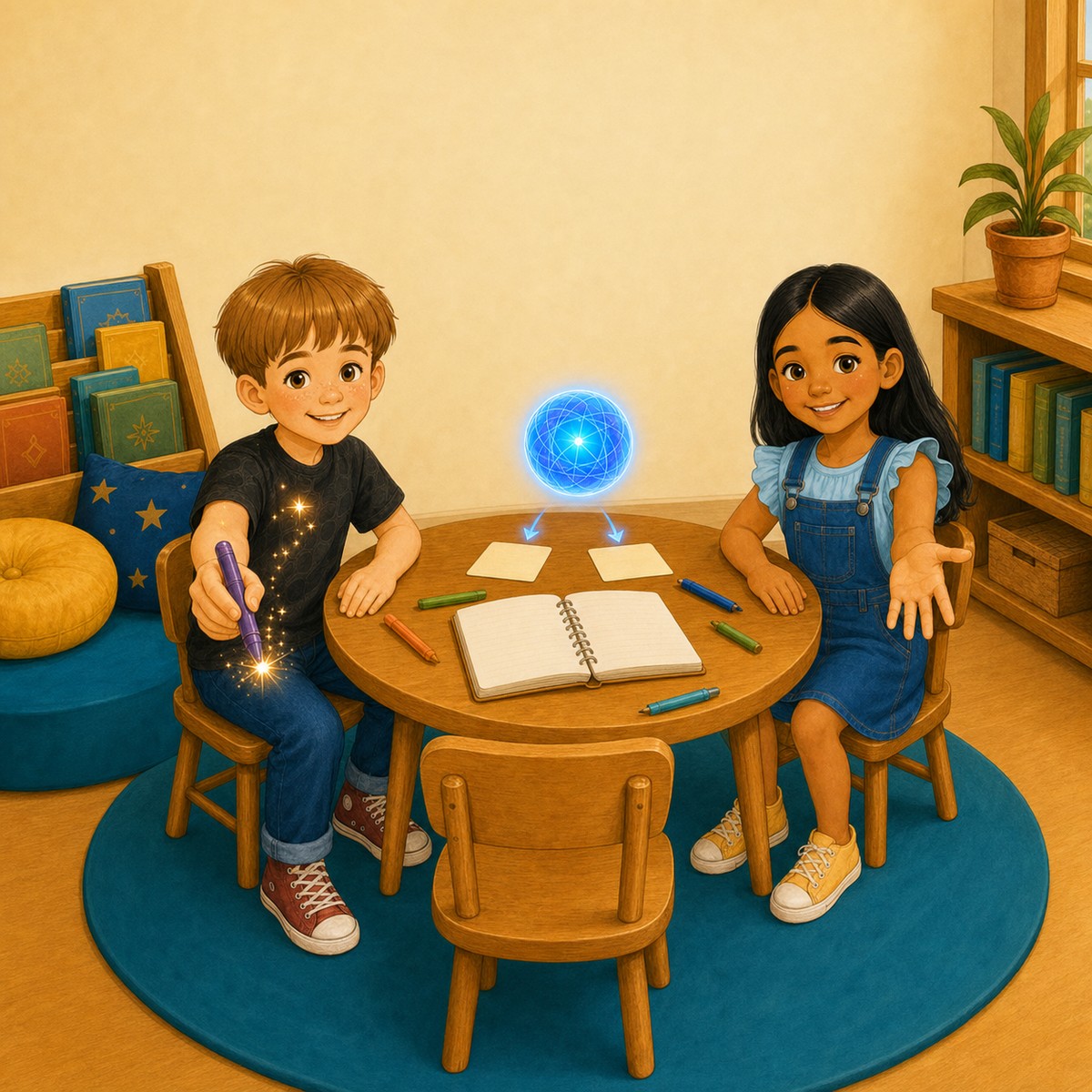 Nico and a friend bringing personal ideas back to a project